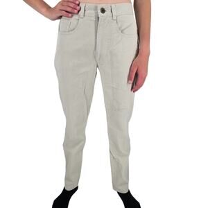 DKNY Womens Sz 2 100% Cotton Slim Leg High Waist Khaki Pants Light Beige